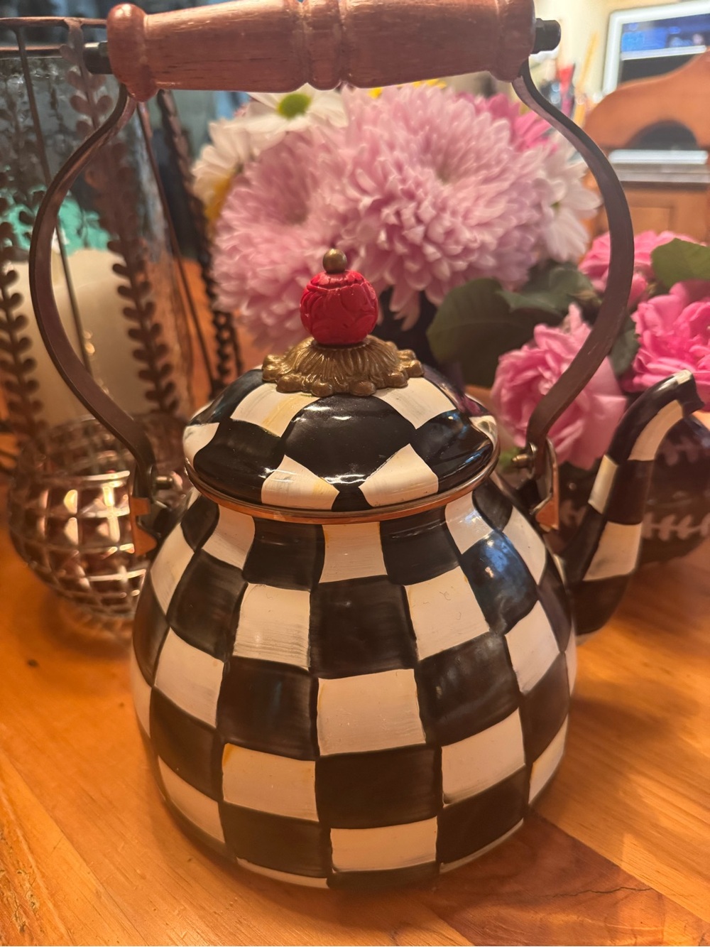 MACKENZiE-CHiLDS Courtly Check 2 Quart Tea Kettle
